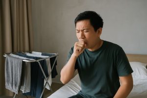 Pria Batuk Baju Jemuran