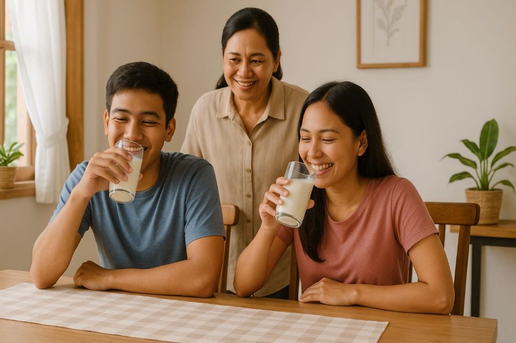 Anak Muda Minum Susu di Pagi Hari