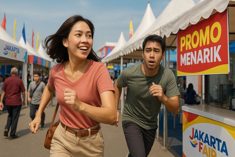 Wanita Berlari Bersama Pria Mengejar Promo