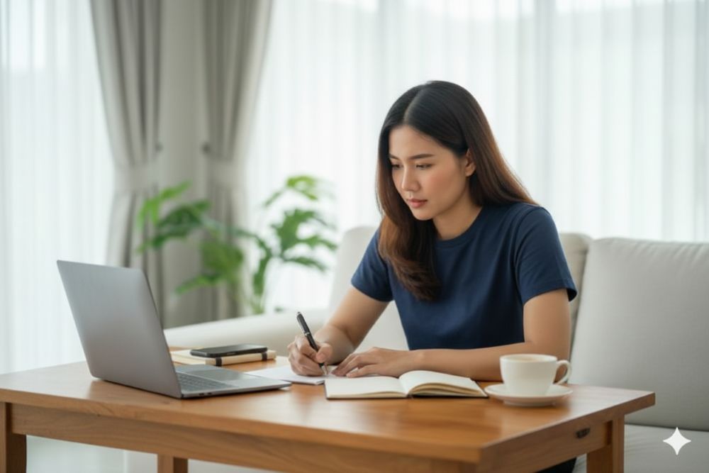 (Ilustrasi seseorang sedang menulis artikel, Sumber: AI Google Gemini)