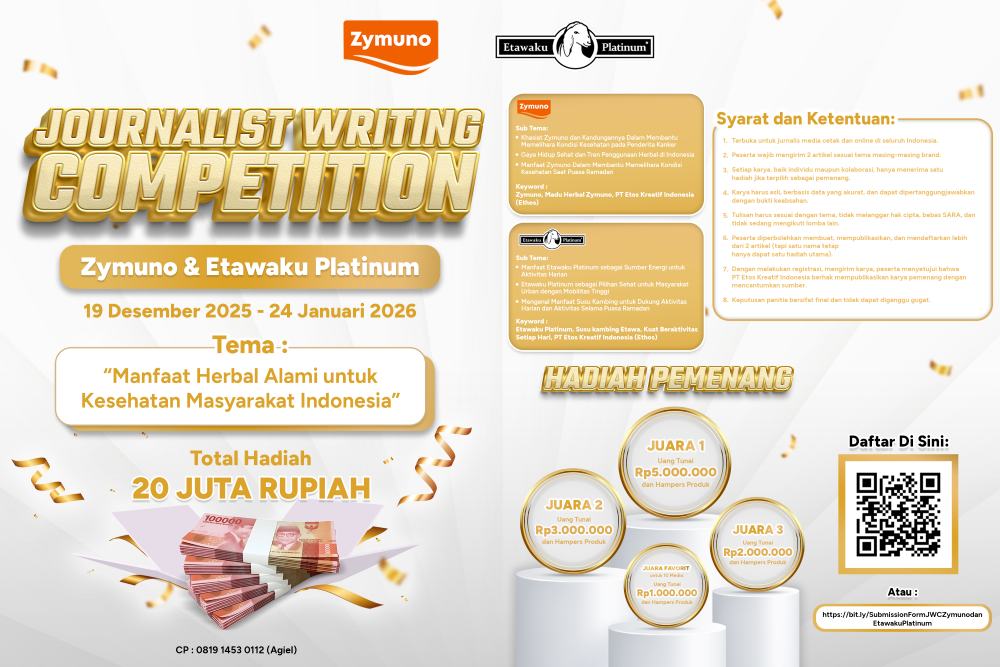 (Poster kegiatan Journalist Writing Competition Zymuno dan Etawaku Platinum, Sumber: Tim Etawaku Platinum)