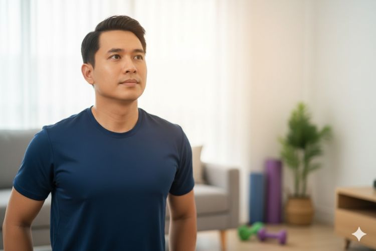 (Ilustrasi seseorang sedang berolahraga untuk menghilangkan stres, Sumber: AI Google Gemini)