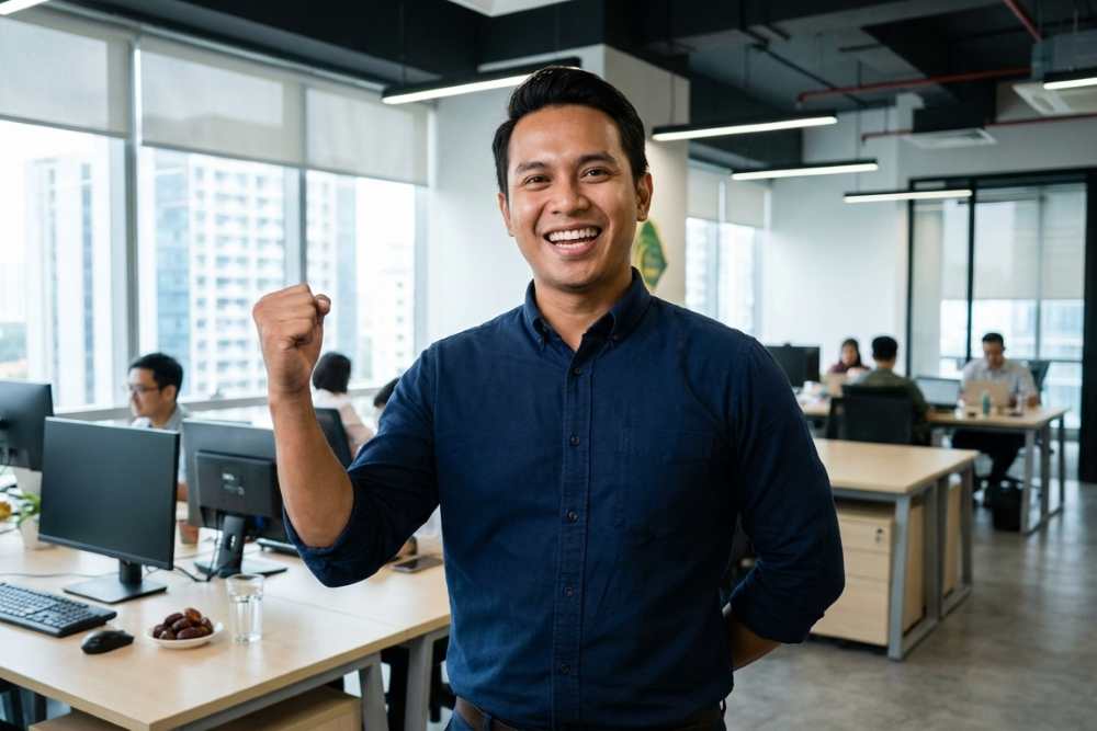 (Ilustrasi seseorang berenergi saat puasa, Sumber: AI Google Gemini)